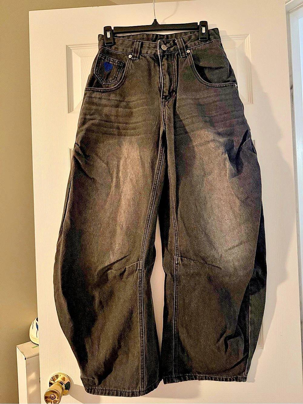 Aelfric Eden Black Wide Leg Barrel Jeans Waist 28 Like New